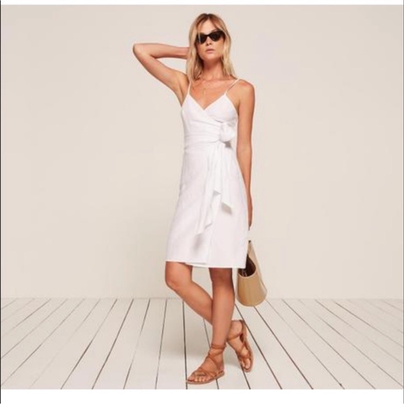 Reformation | Dresses | Reformation White Linen Blend Wrap Dress | Poshmark